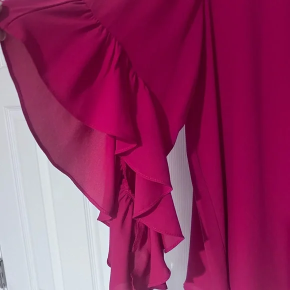 Joseph Ribkoff Pink Ruffled Bell Sleeve Blouse - Picture 2 of 3